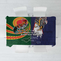 Manuʻa Islands and American Samoa Together Tablecloth Rooster and Eagle Mascot National Map and Flag Style