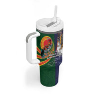 Manuʻa Islands and American Samoa Together Tumbler With Handle Rooster and Eagle Mascot National Map and Flag Style