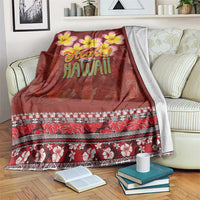 Aloha Plumeria Flowers Blanket With Hawaiian Style Tapa Tribal