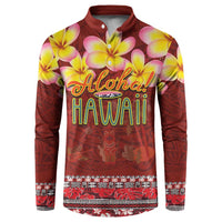 Aloha Plumeria Flowers Button Sweatshirt With Hawaiian Style Tapa Tribal