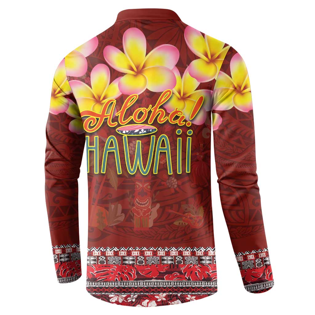 Aloha Plumeria Flowers Button Sweatshirt With Hawaiian Style Tapa Tribal