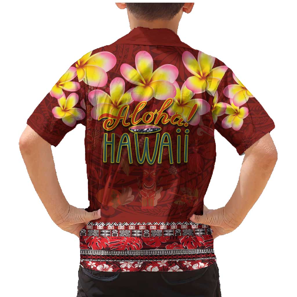 Aloha Plumeria Flowers Family Matching Mermaid Dress and Hawaiian Shirt With Hawaiian Style Tapa Tribal LT03 - Polynesian Pride
