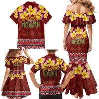 Aloha Plumeria Flowers Family Matching Mermaid Dress and Hawaiian Shirt With Hawaiian Style Tapa Tribal LT03 - Polynesian Pride