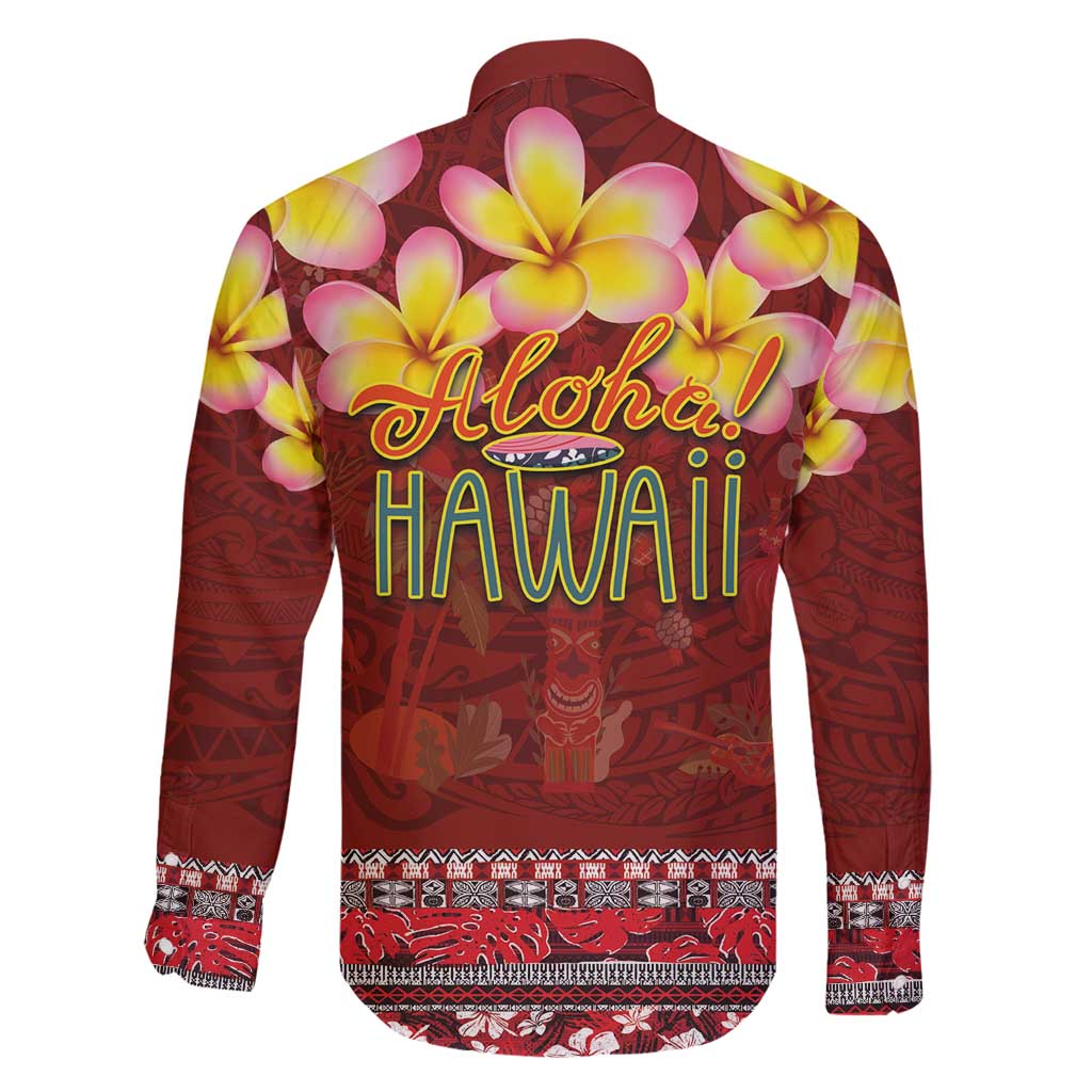 Aloha Plumeria Flowers Family Matching Off Shoulder Maxi Dress and Hawaiian Shirt With Hawaiian Style Tapa Tribal LT03 - Polynesian Pride