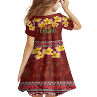 Aloha Plumeria Flowers Family Matching Short Sleeve Bodycon Dress and Hawaiian Shirt With Hawaiian Style Tapa Tribal LT03 - Polynesian Pride