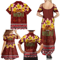 Aloha Plumeria Flowers Family Matching Summer Maxi Dress and Hawaiian Shirt With Hawaiian Style Tapa Tribal LT03 - Polynesian Pride