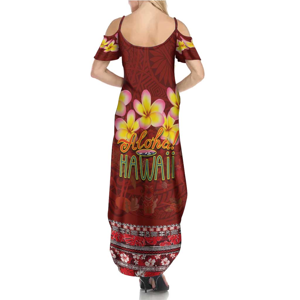 Aloha Plumeria Flowers Family Matching Summer Maxi Dress and Hawaiian Shirt With Hawaiian Style Tapa Tribal LT03 - Polynesian Pride