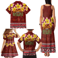 Aloha Plumeria Flowers Family Matching Tank Maxi Dress and Hawaiian Shirt With Hawaiian Style Tapa Tribal LT03 - Polynesian Pride