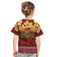 Aloha Plumeria Flowers Kid T Shirt With Hawaiian Style Tapa Tribal