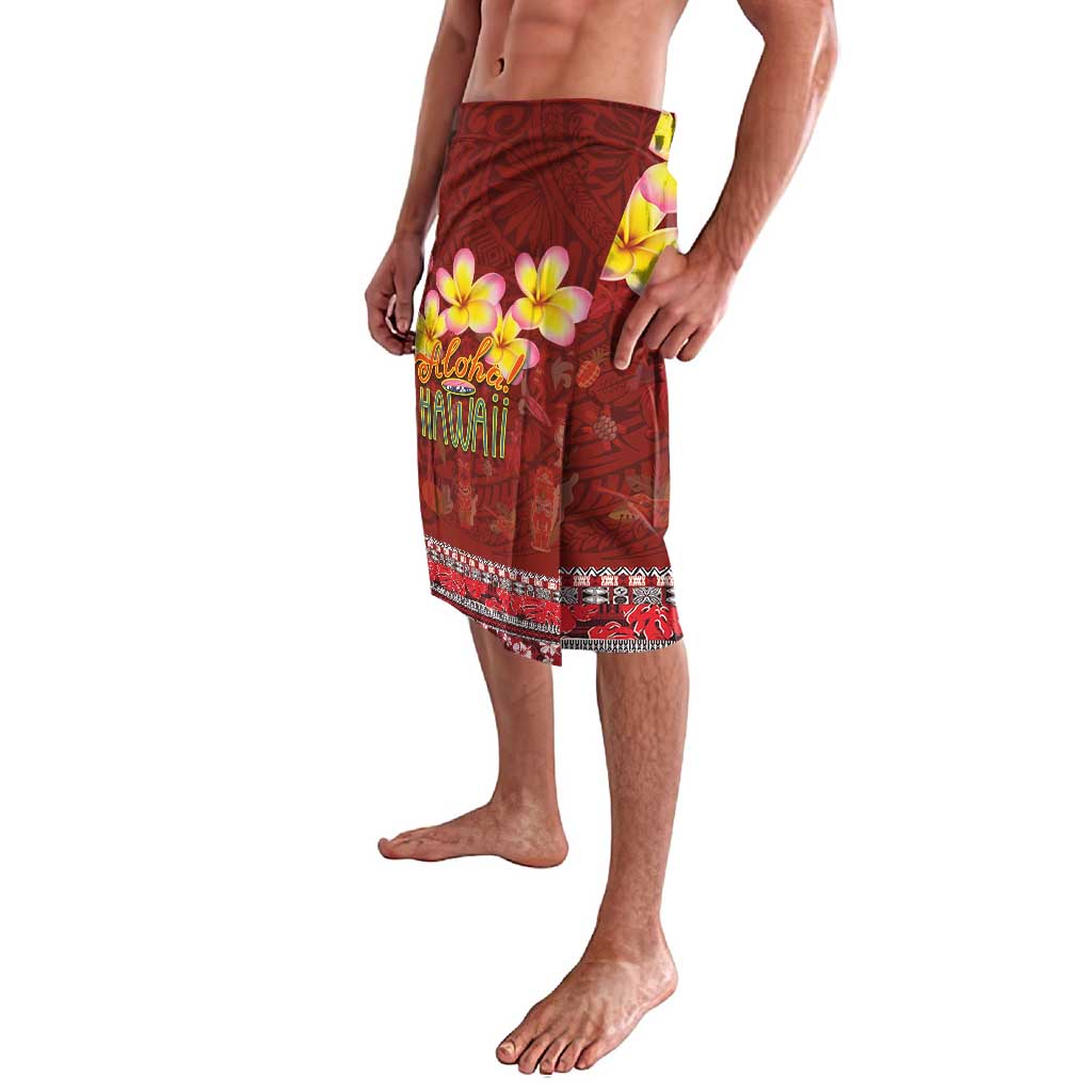 Aloha Plumeria Flowers Lavalava With Hawaiian Style Tapa Tribal