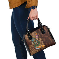 Hawaiian Tiki Mask Surfing Kakau Pattern Shoulder Handbag