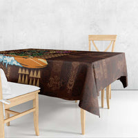 Hawaiian Tiki Mask Surfing Kakau Pattern Tablecloth