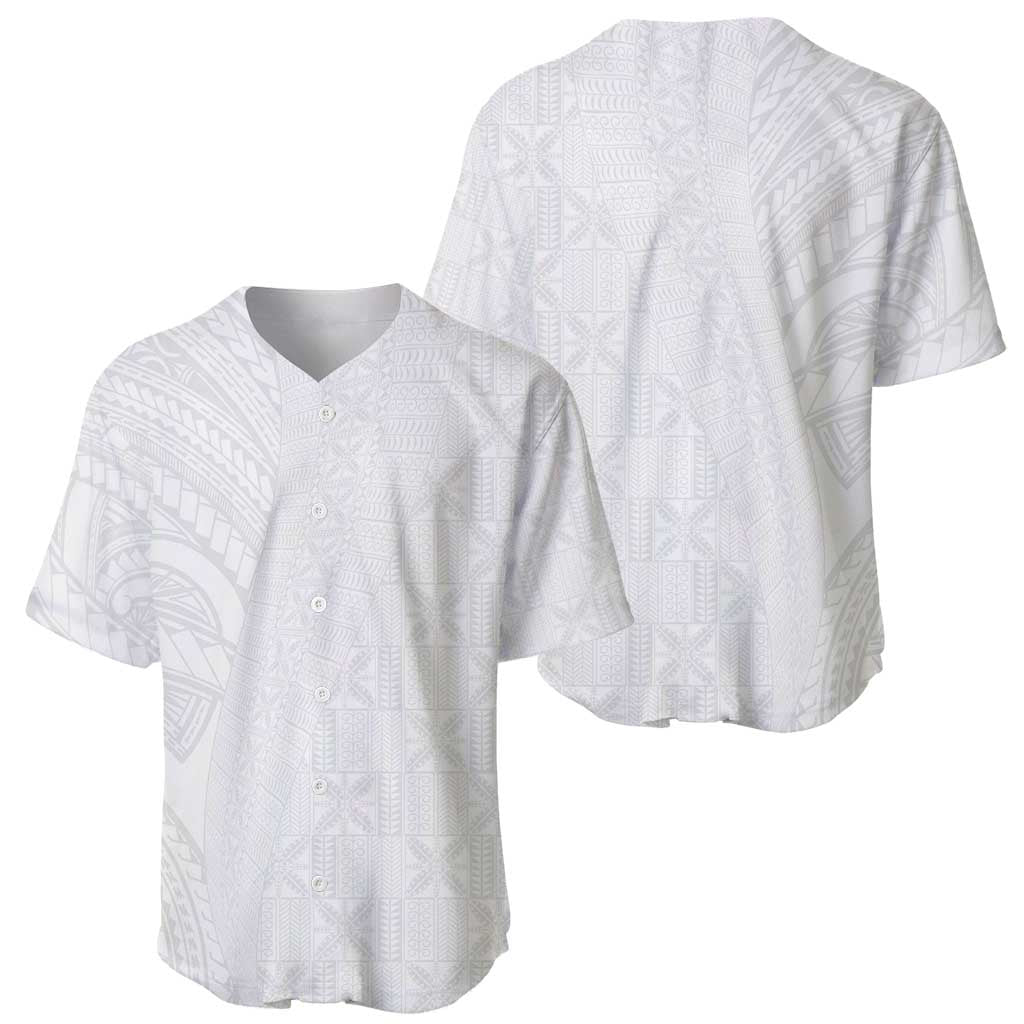 Niue White Sunday Baseball Jersey Hiapo Tribal Art Tattoos - Polynesian Pride