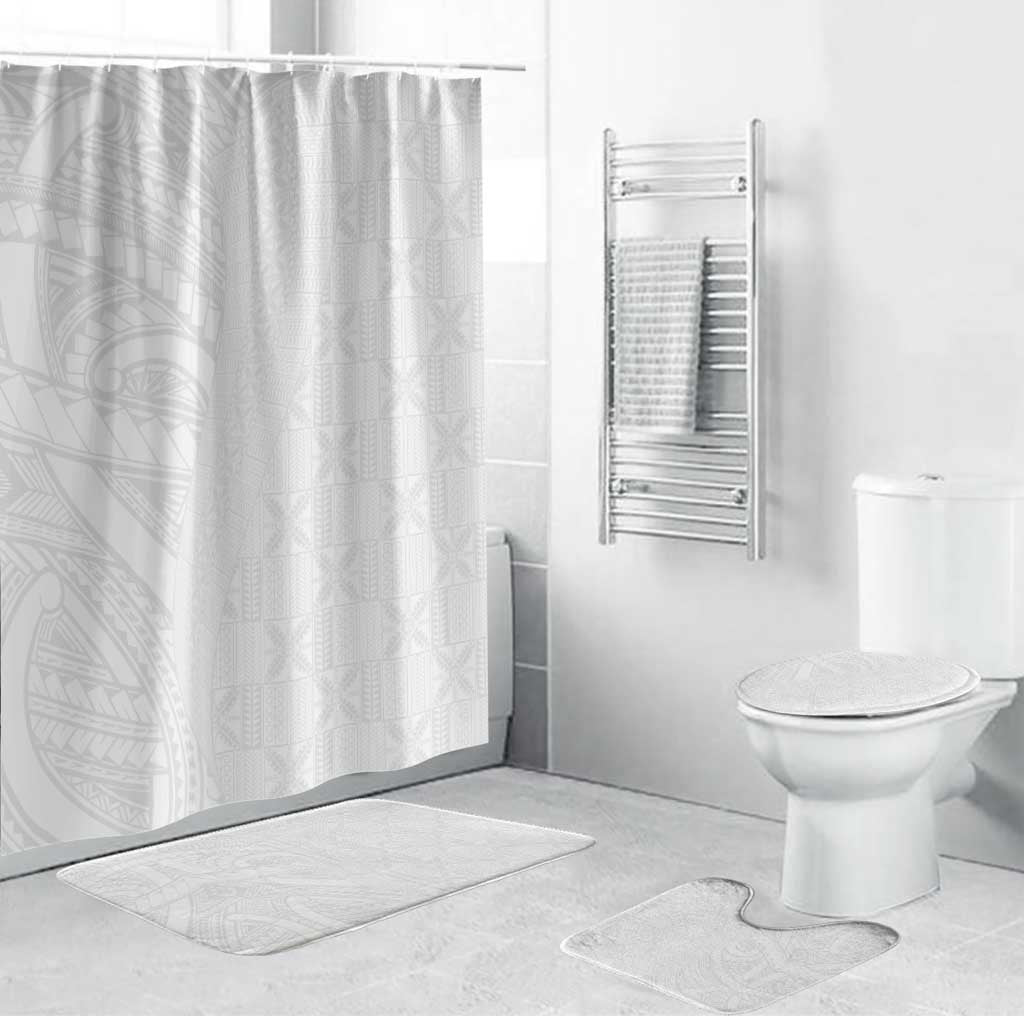 Niue White Sunday Bathroom Set Hiapo Tribal Art Tattoos - Polynesian Pride