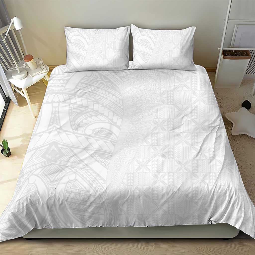 Niue White Sunday Bedding Set Hiapo Tribal Art Tattoos - Polynesian Pride