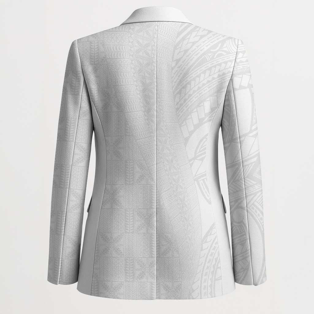 Niue White Sunday Blazer Hiapo Tribal Art Tattoos - Polynesian Pride