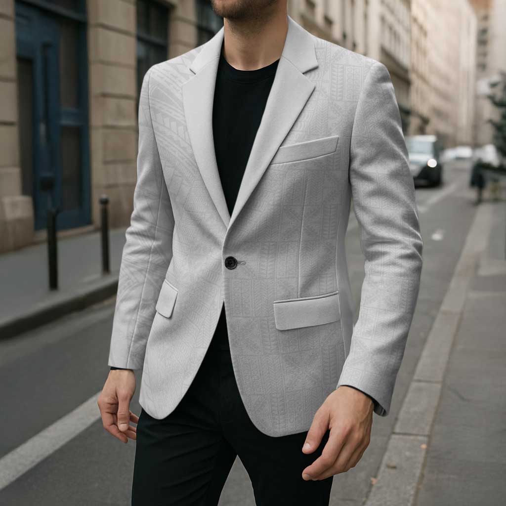 Niue White Sunday Blazer Hiapo Tribal Art Tattoos - Polynesian Pride
