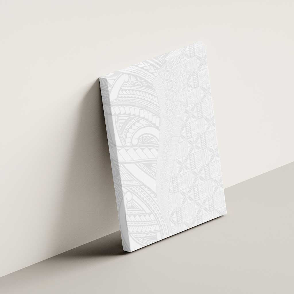 Niue White Sunday Canvas Wall Art Hiapo Tribal Art Tattoos - Polynesian Pride