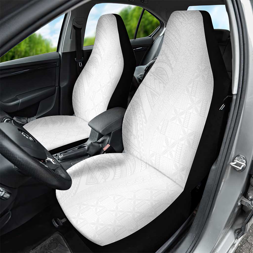 Niue White Sunday Car Seat Cover Hiapo Tribal Art Tattoos - Polynesian Pride