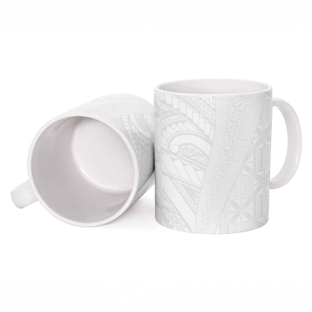 Niue White Sunday Ceramic Mug Hiapo Tribal Art Tattoos - Polynesian Pride