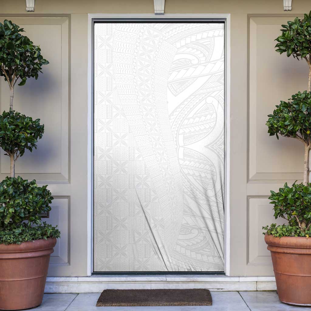 Niue White Sunday Door Cover Hiapo Tribal Art Tattoos - Polynesian Pride