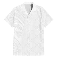 Niue White Sunday Family Matching Mermaid Dress and Hawaiian Shirt Hiapo Tribal Art Tattoos LT03 Dad's Shirt - Short Sleeve White - Polynesian Pride