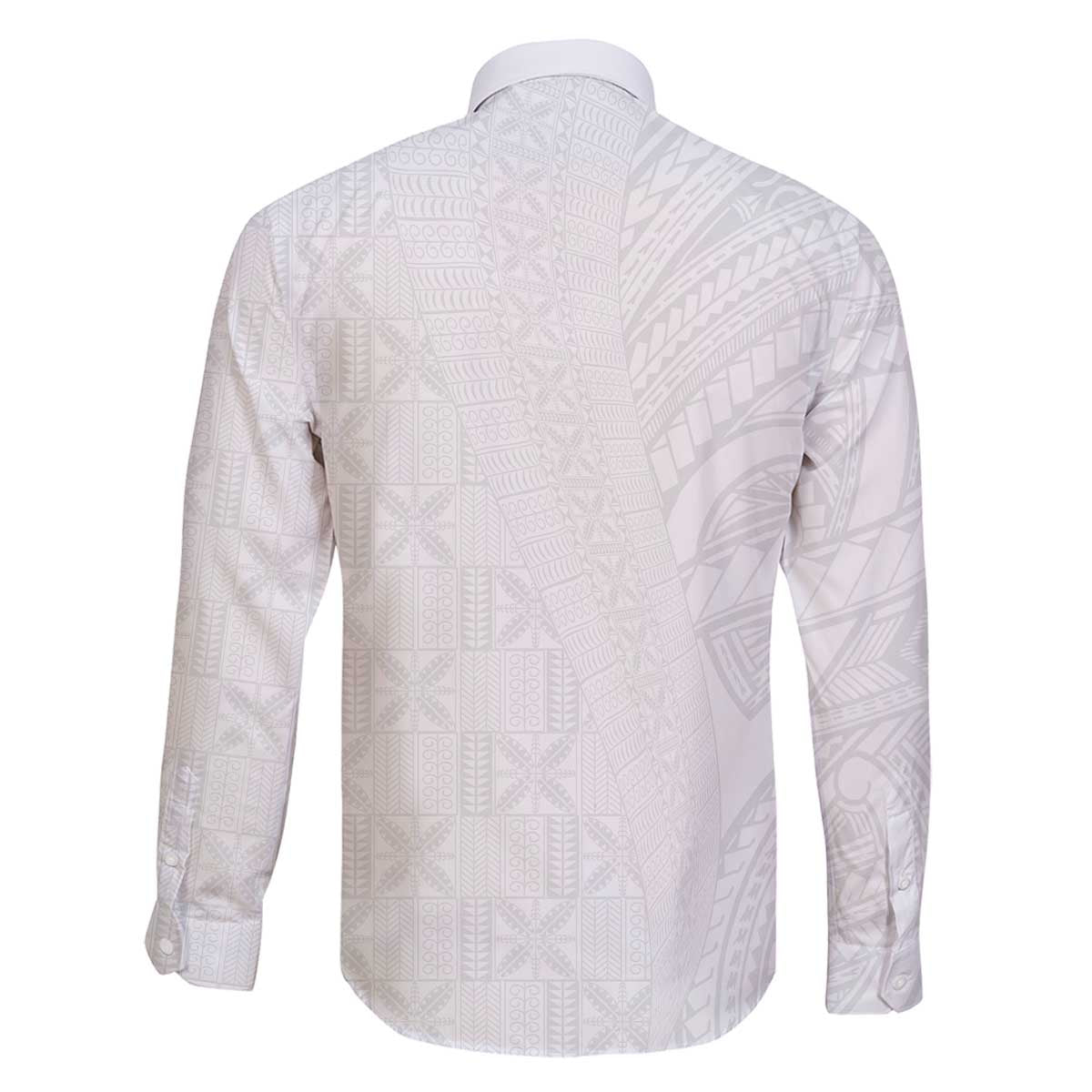 Niue White Sunday Family Matching Off The Shoulder Long Sleeve Dress and Hawaiian Shirt Hiapo Tribal Art Tattoos LT03 - Polynesian Pride