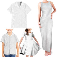 Niue White Sunday Family Matching Tank Maxi Dress and Hawaiian Shirt Hiapo Tribal Art Tattoos LT03 - Polynesian Pride