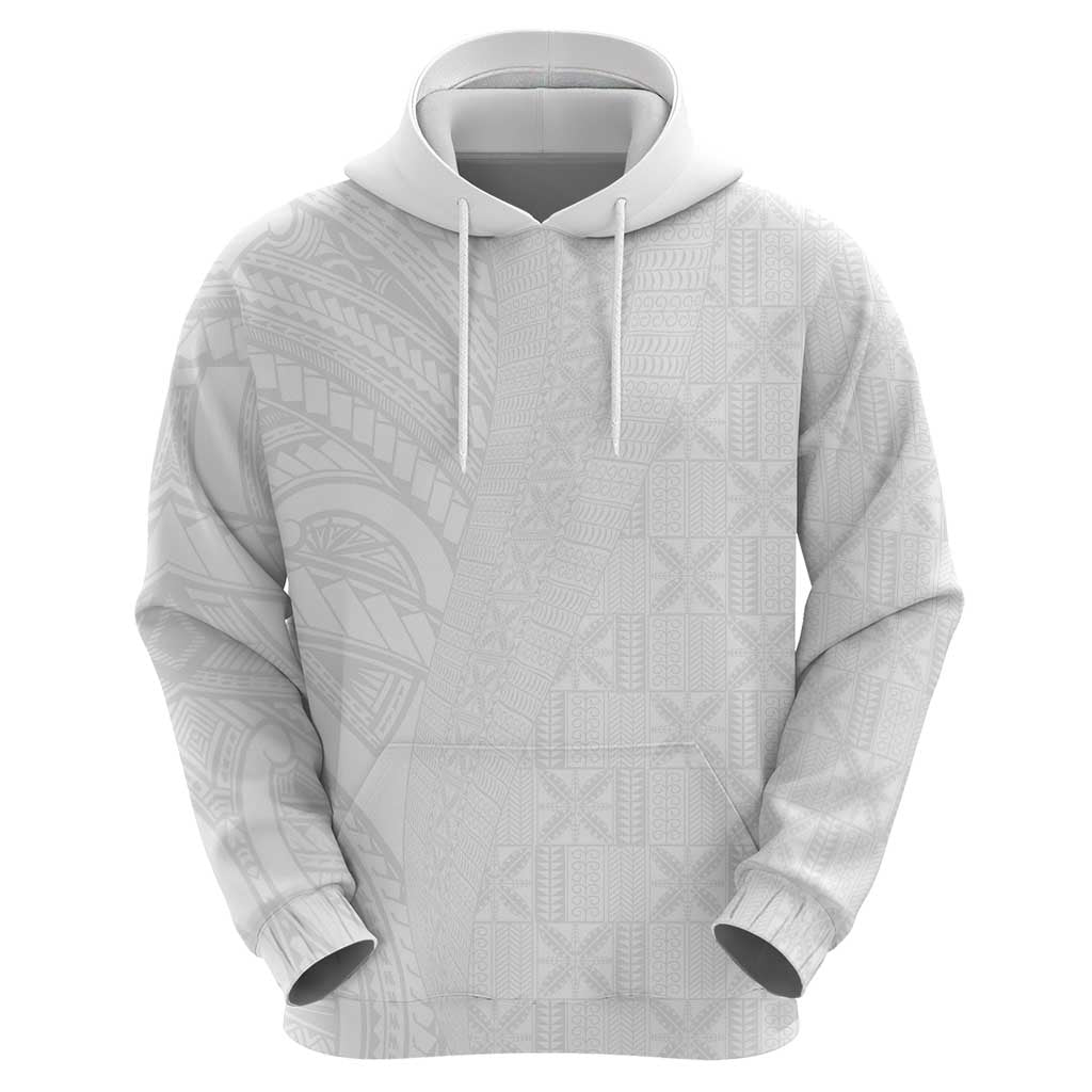 Niue White Sunday Hoodie Hiapo Tribal Art Tattoos - Polynesian Pride