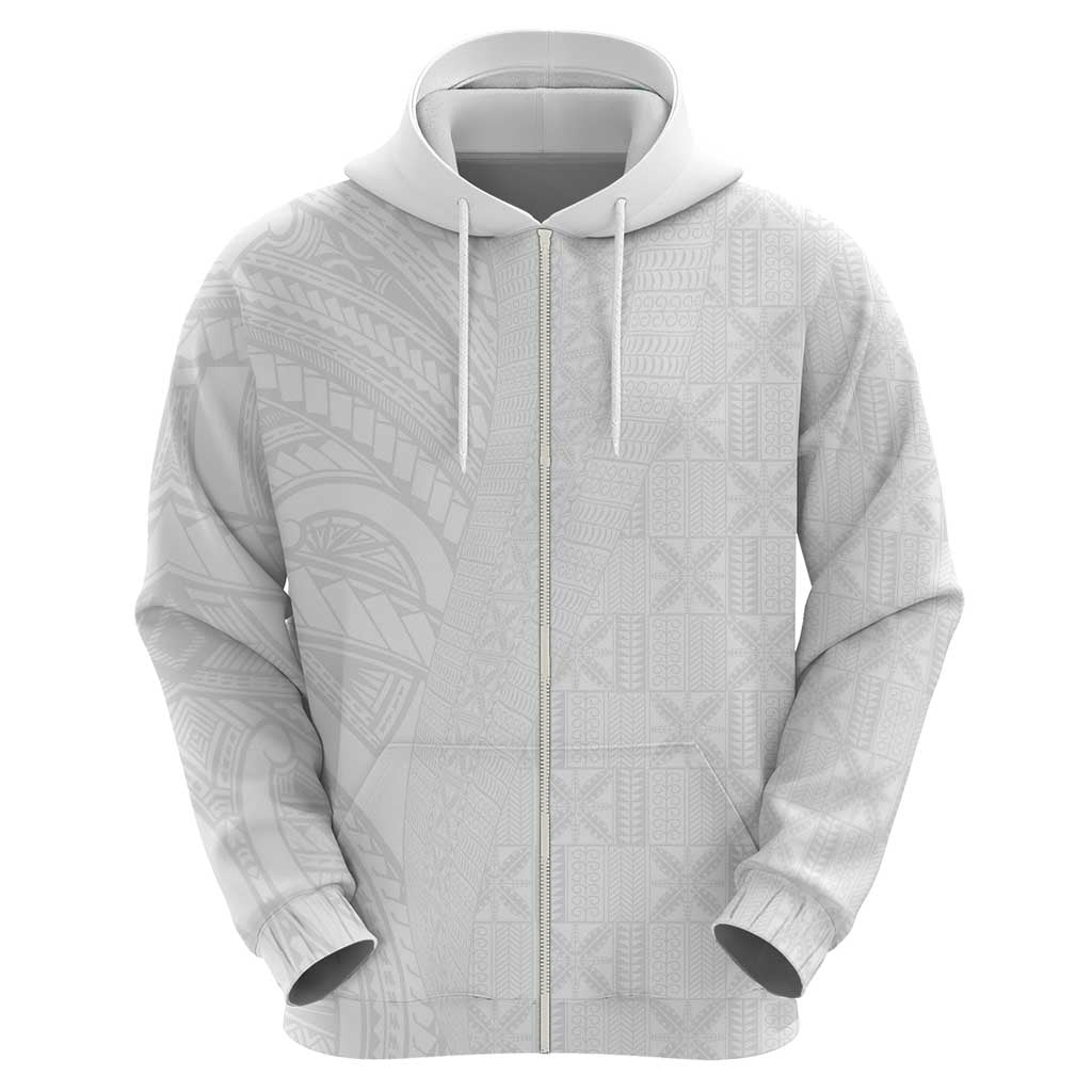 Niue White Sunday Hoodie Hiapo Tribal Art Tattoos - Polynesian Pride