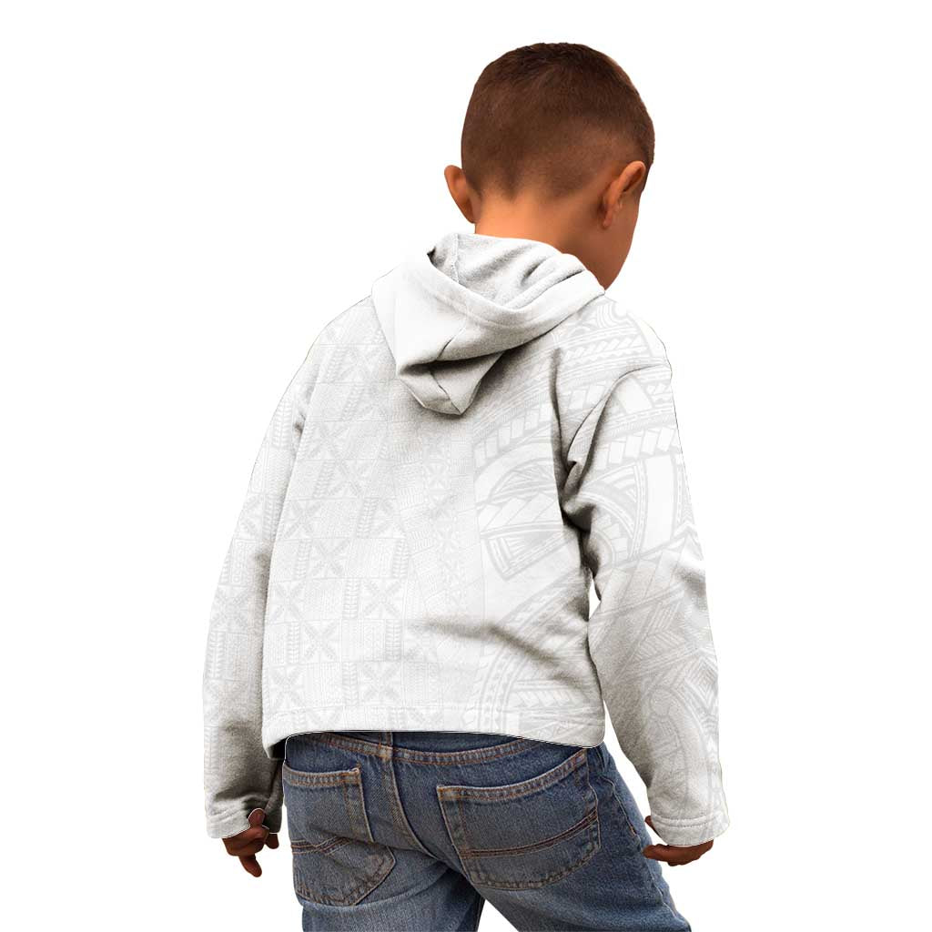 Niue White Sunday Kid Hoodie Hiapo Tribal Art Tattoos - Polynesian Pride