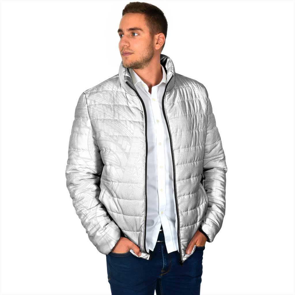 Niue White Sunday Padded Jacket Hiapo Tribal Art Tattoos LT03 - Polynesian Pride