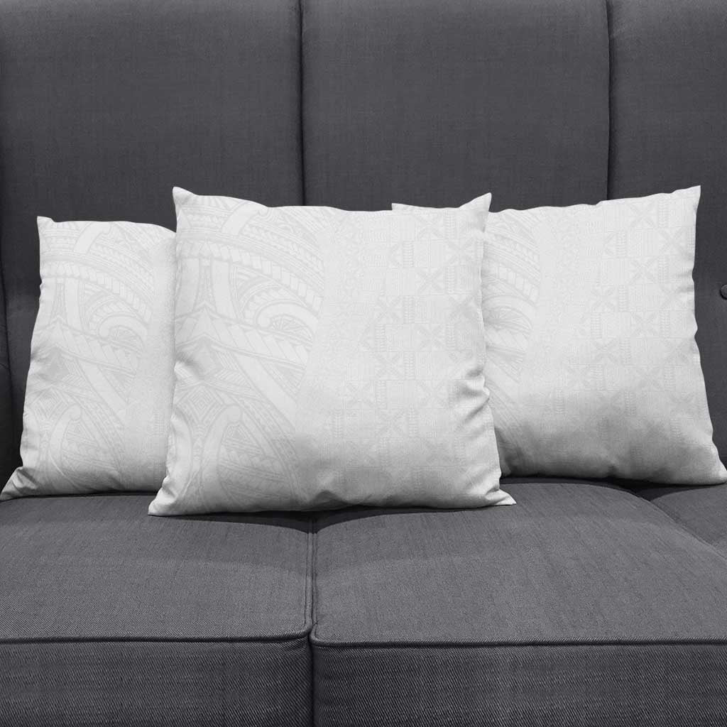 Niue White Sunday Pillow Cover Hiapo Tribal Art Tattoos - Polynesian Pride