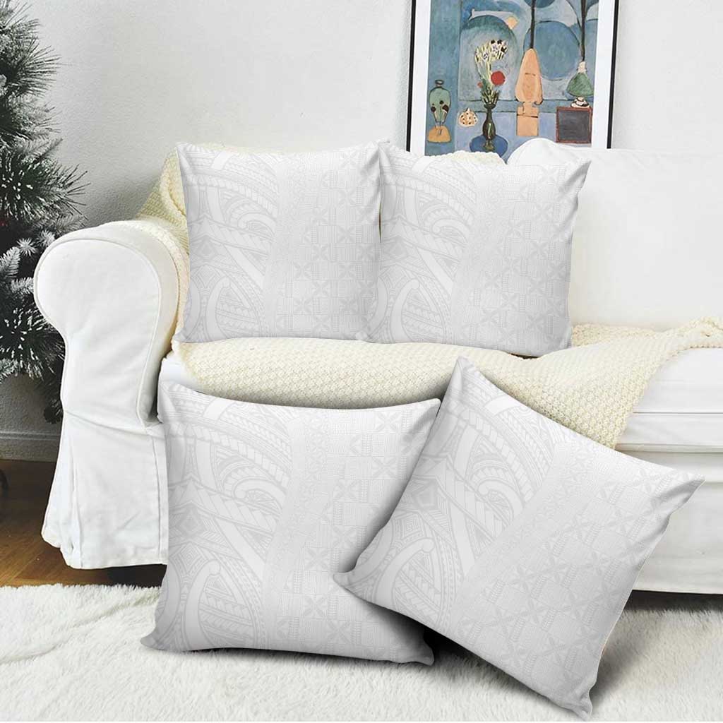 Niue White Sunday Pillow Cover Hiapo Tribal Art Tattoos - Polynesian Pride