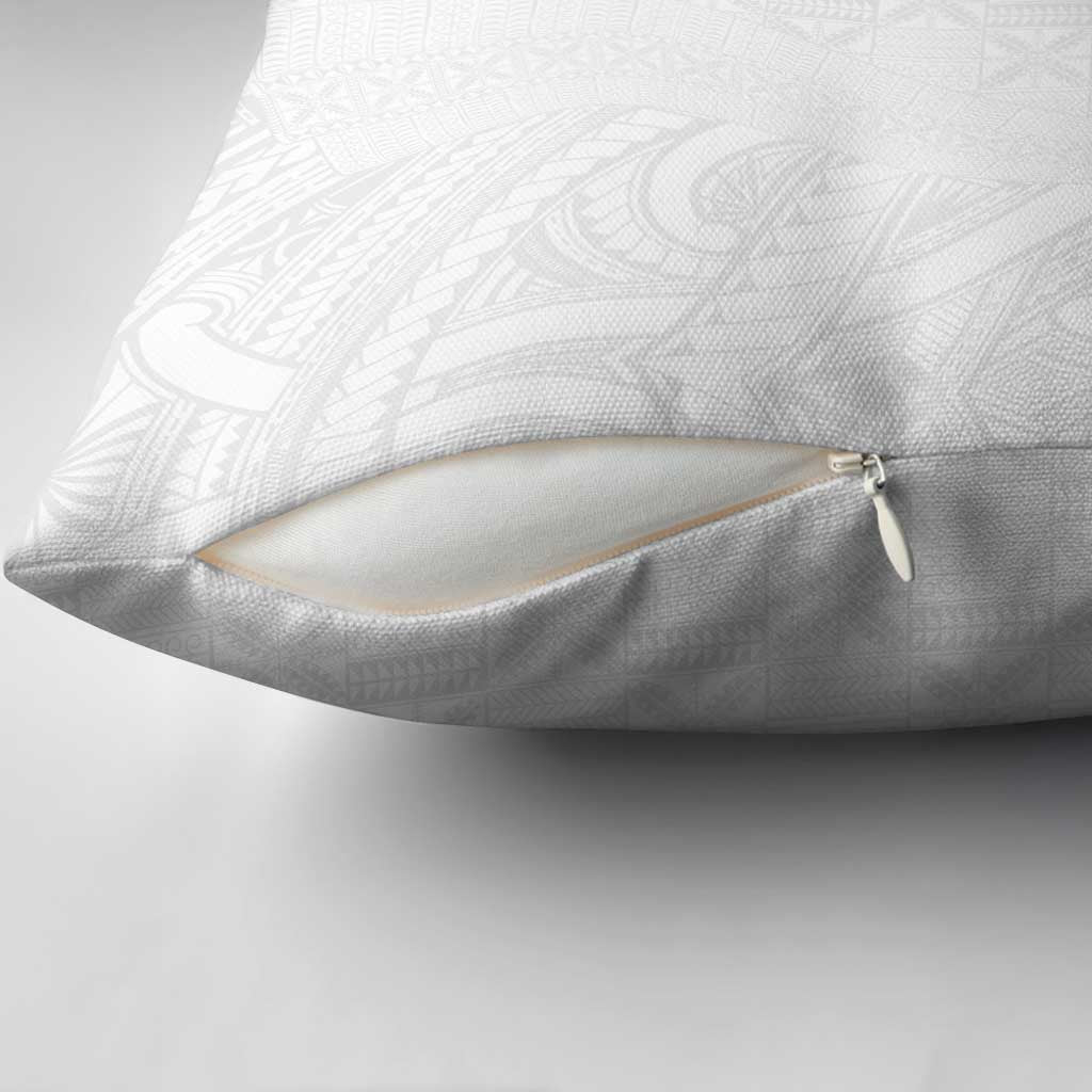 Niue White Sunday Pillow Cover Hiapo Tribal Art Tattoos - Polynesian Pride