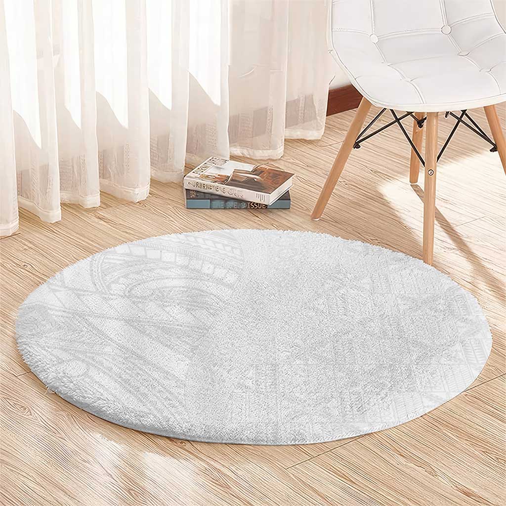 Niue White Sunday Round Carpet Hiapo Tribal Art Tattoos - Polynesian Pride