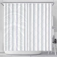 Niue White Sunday Shower Curtain Hiapo Tribal Art Tattoos - Polynesian Pride