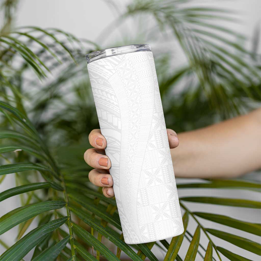Niue White Sunday Skinny Tumbler Hiapo Tribal Art Tattoos - Polynesian Pride