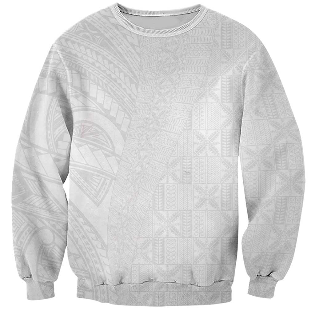Niue White Sunday Sweatshirt Hiapo Tribal Art Tattoos LT03 Unisex White - Polynesian Pride