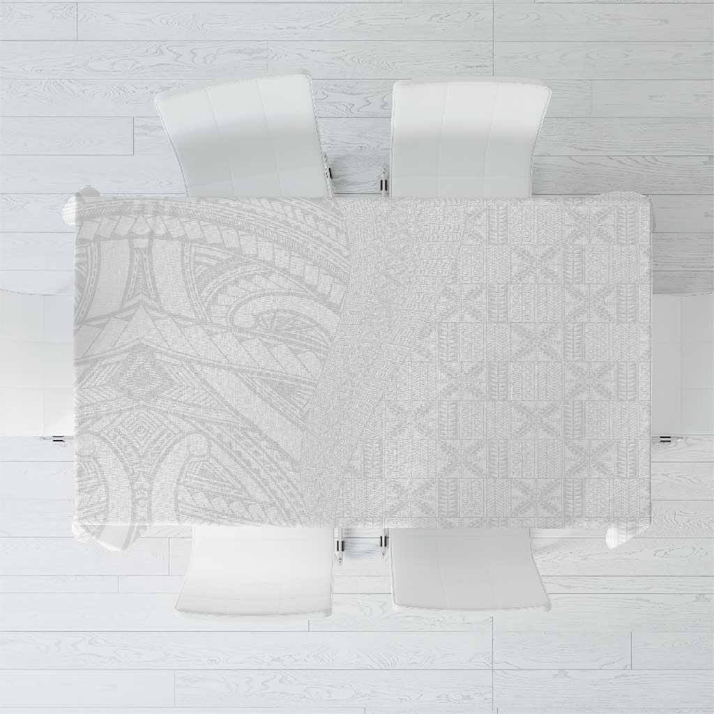Niue White Sunday Tablecloth Hiapo Tribal Art Tattoos LT03 White - Polynesian Pride