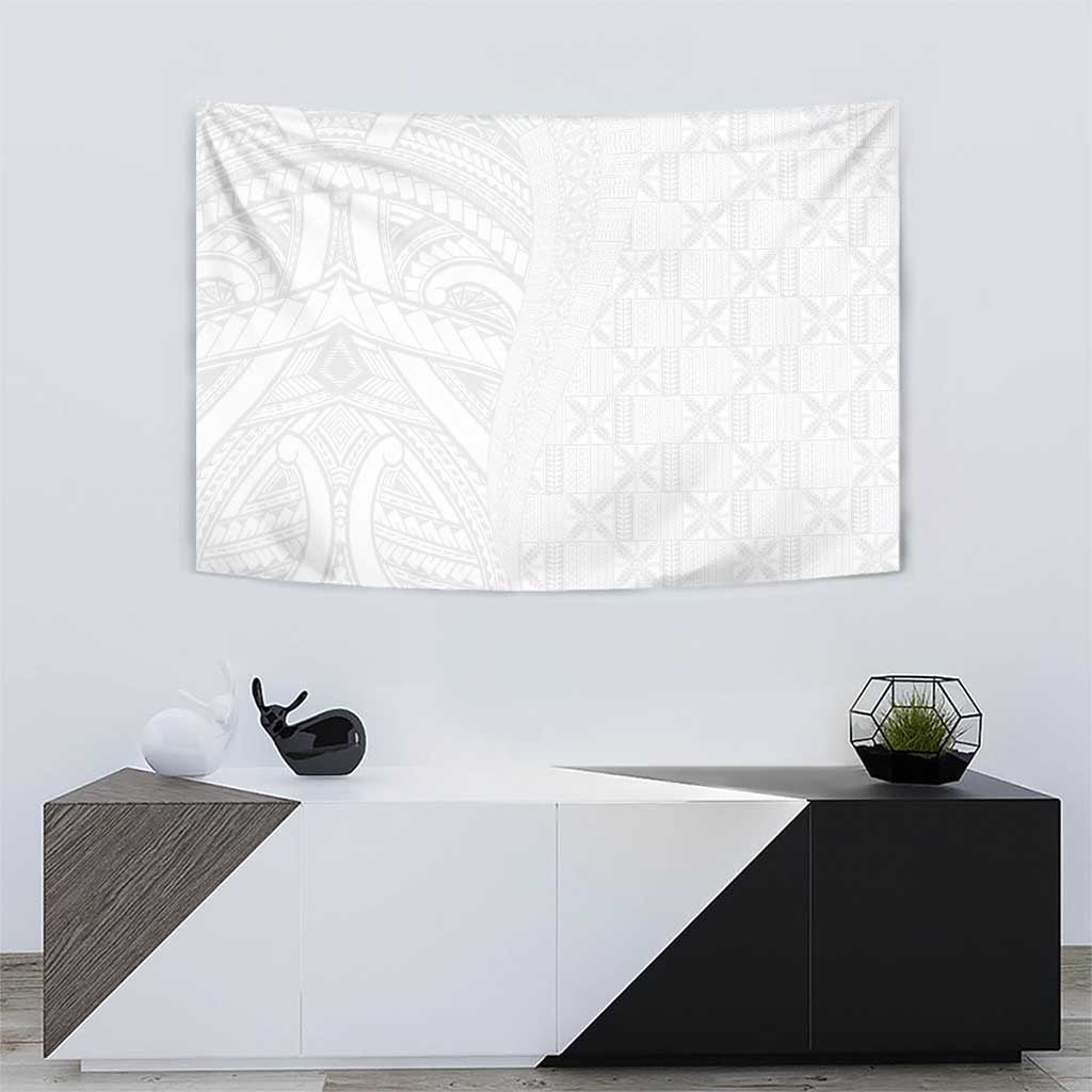 Niue White Sunday Tapestry Hiapo Tribal Art Tattoos - Polynesian Pride