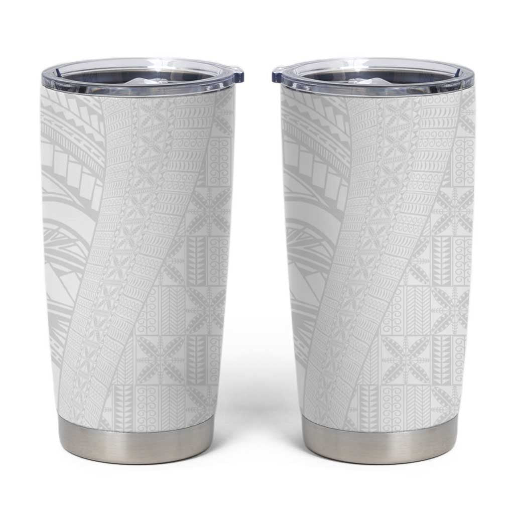 Niue White Sunday Tumbler Cup Hiapo Tribal Art Tattoos LT03 White - Polynesian Pride