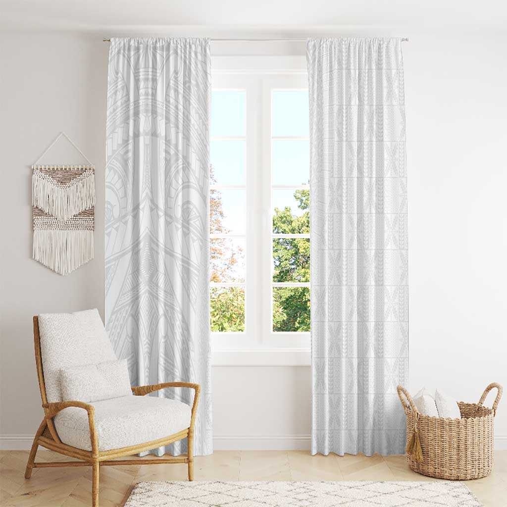 Niue White Sunday Window Curtain Hiapo Tribal Art Tattoos - Polynesian Pride