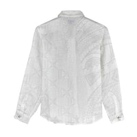 Niue White Sunday Women Casual Shirt Hiapo Tribal Art Tattoos - Polynesian Pride
