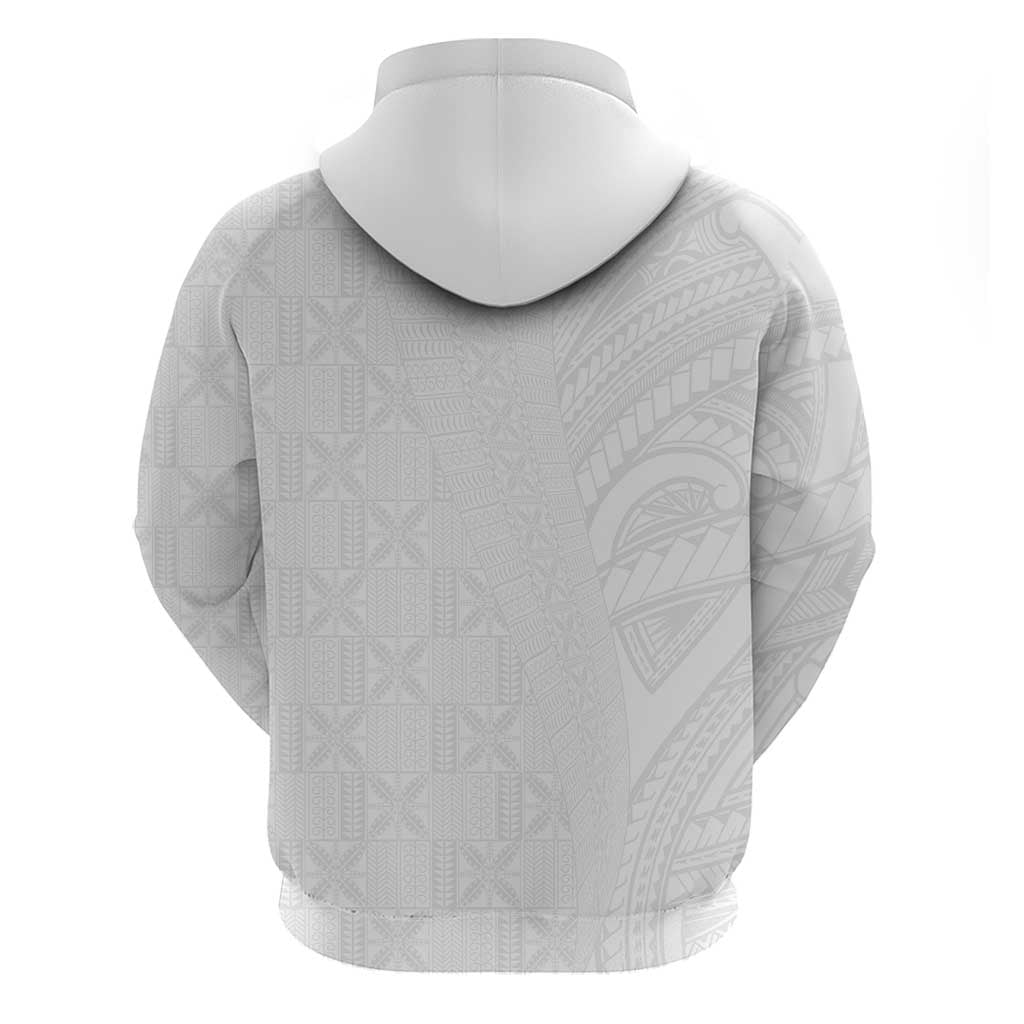Niue White Sunday Zip Hoodie Hiapo Tribal Art Tattoos - Polynesian Pride