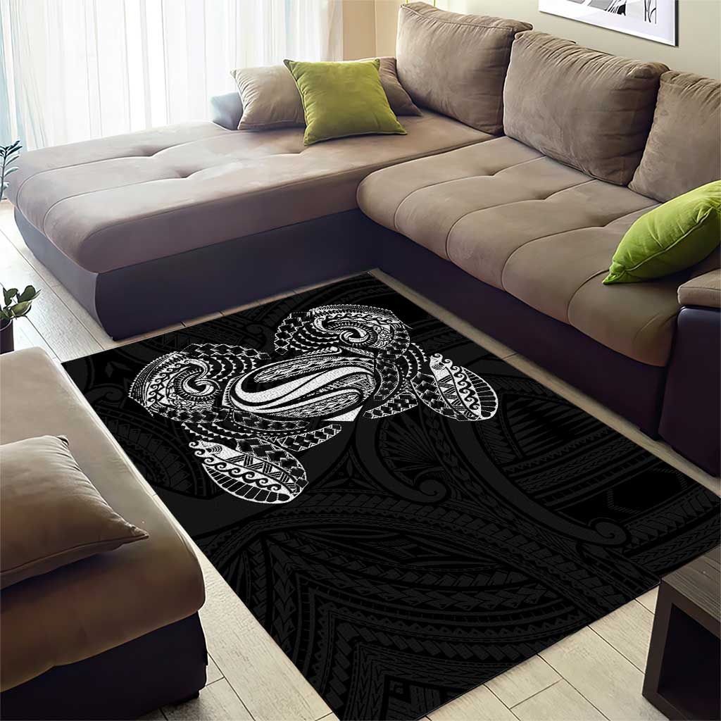 Super Samoan Traditional Tribal Art Tattoos Area Rug Black Color - Polynesian Pride