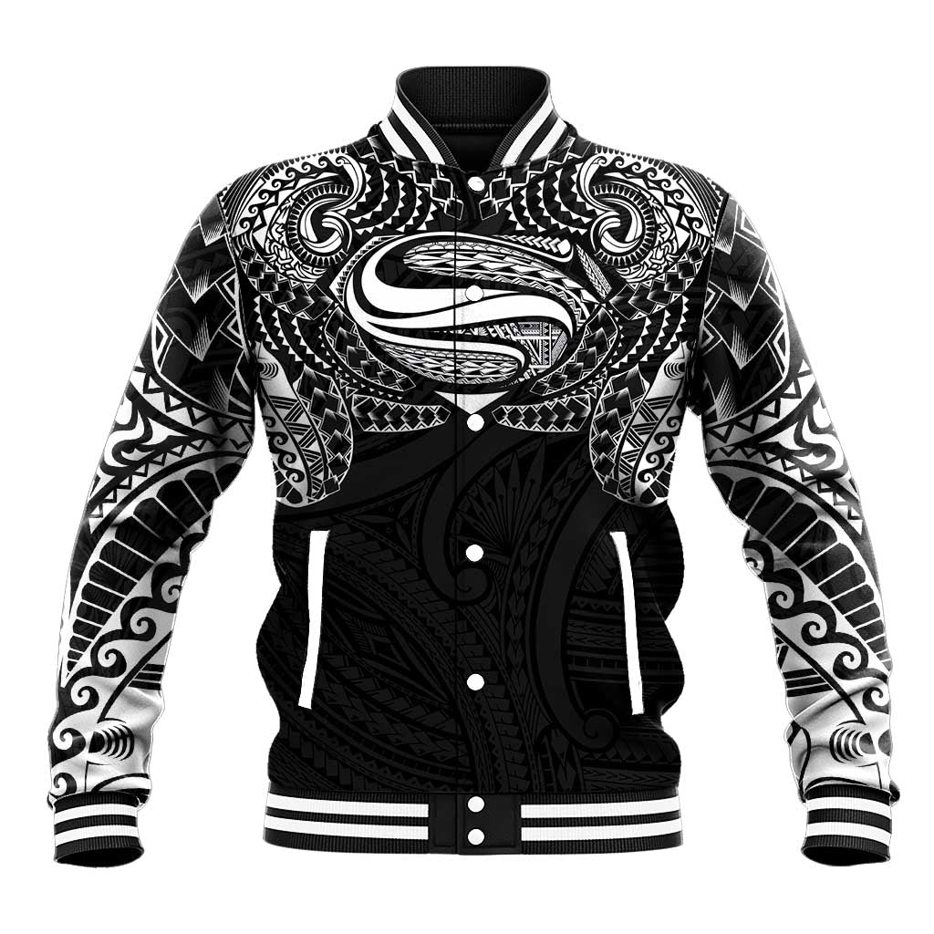 Super Samoan Traditional Tribal Art Tattoos Baseball Jacket Black Color - Polynesian Pride