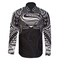Super Samoan Traditional Tribal Art Tattoos Family Matching Long Sleeve Bodycon Dress and Hawaiian Shirt Black Color LT03 - Polynesian Pride
