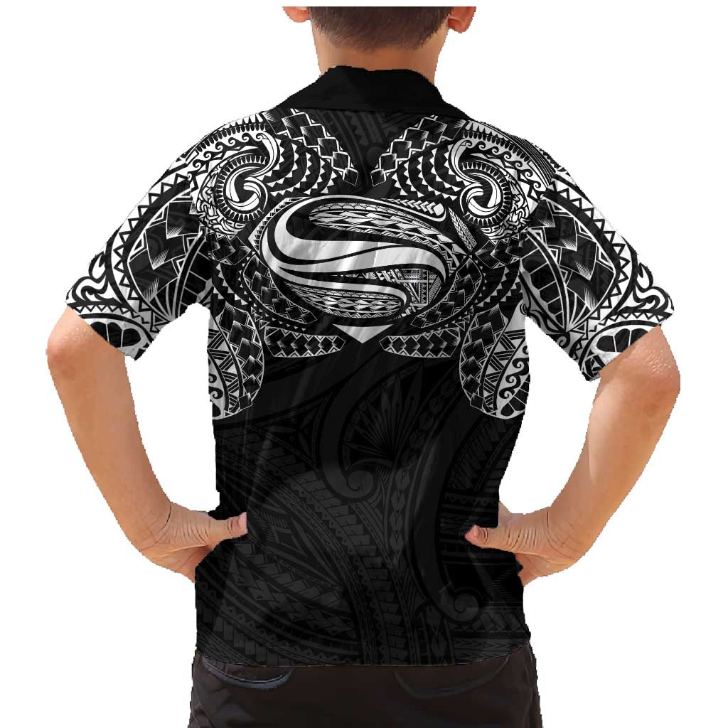 Super Samoan Traditional Tribal Art Tattoos Family Matching Mermaid Dress and Hawaiian Shirt Black Color LT03 - Polynesian Pride