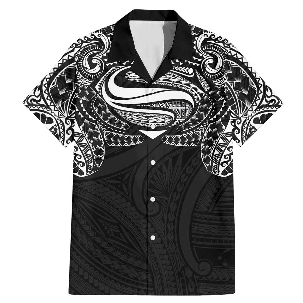 Super Samoan Traditional Tribal Art Tattoos Family Matching Mermaid Dress and Hawaiian Shirt Black Color LT03 Dad's Shirt - Short Sleeve Black - Polynesian Pride